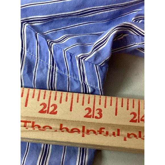 Ralph Lauren Custom Fit Mens Blue Striped Short Sleeve Button Down Shirt Size L - Picture 9 of 9